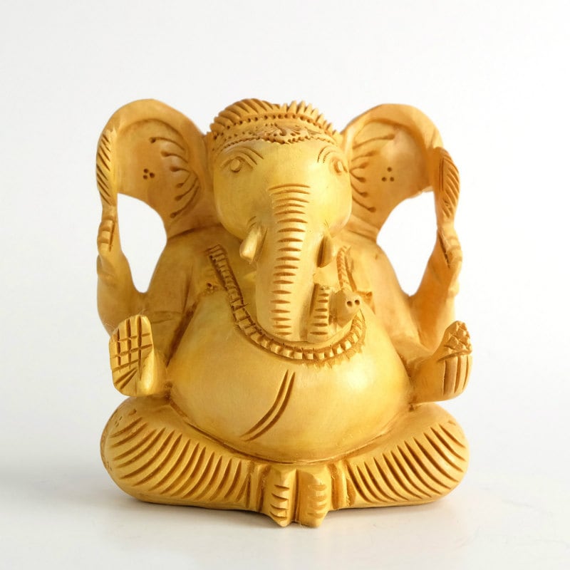 ヒンドゥー教神様 木彫りガネーシャ｜マライカ公式通販