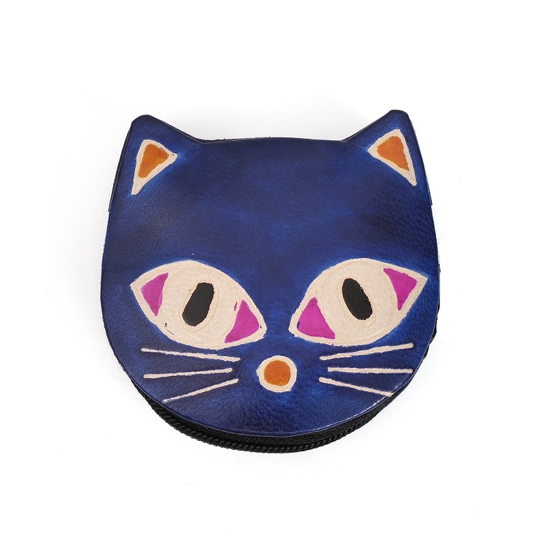 山羊革ジップコインパース ネコ 【メール便可】｜マライカ公式通販