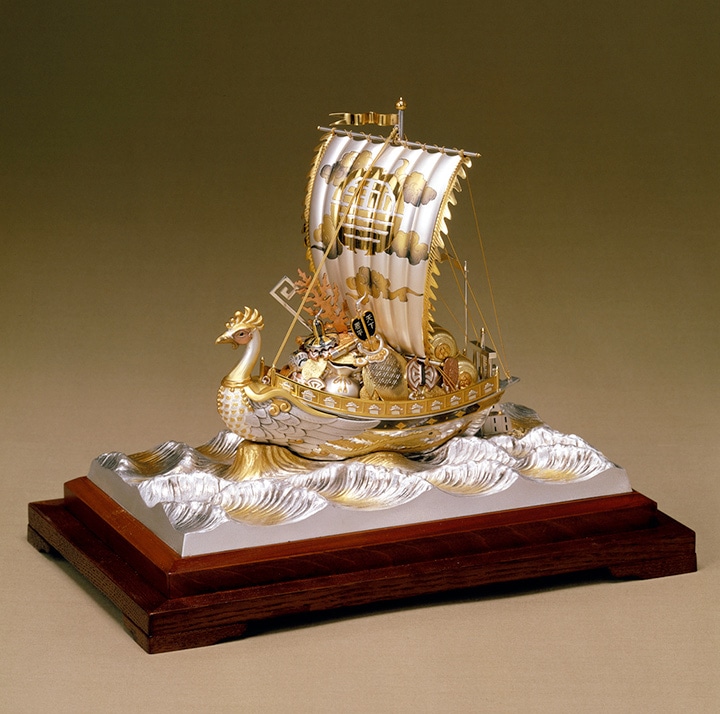 銀製 宝船 置物 ガラス シルバー ヨット 帆船 銀製 アンティーク 銀製