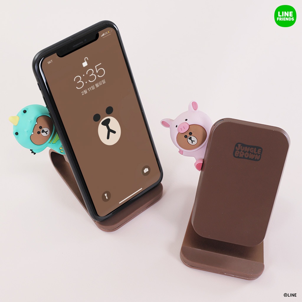 セール／LINE FRIENDS ジャングルブラウン ワイヤレス充電スタンド
