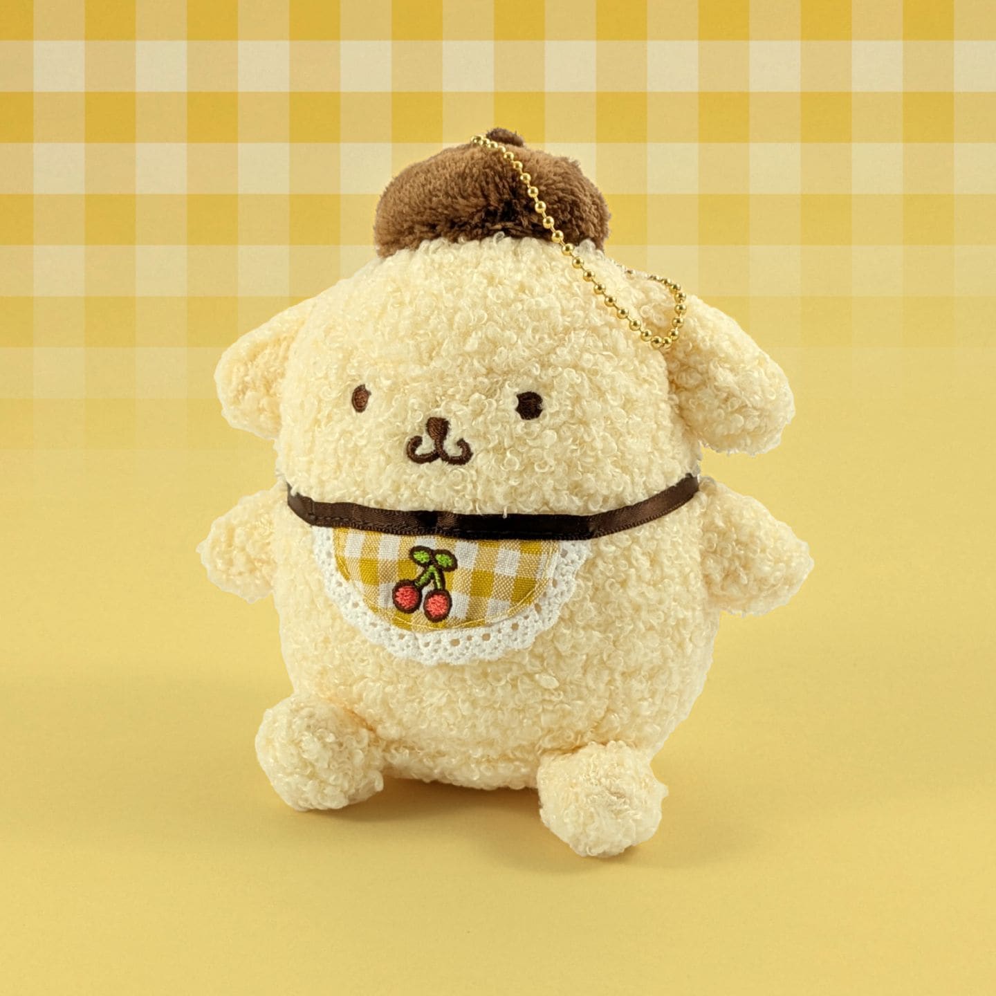 ポムポムプリン さくらんぼチェック マスコット