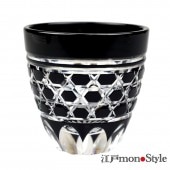 江戸切子ぐい呑み(江戸矢来/黒)【名入れ・メッセージ入れ可】 江戸