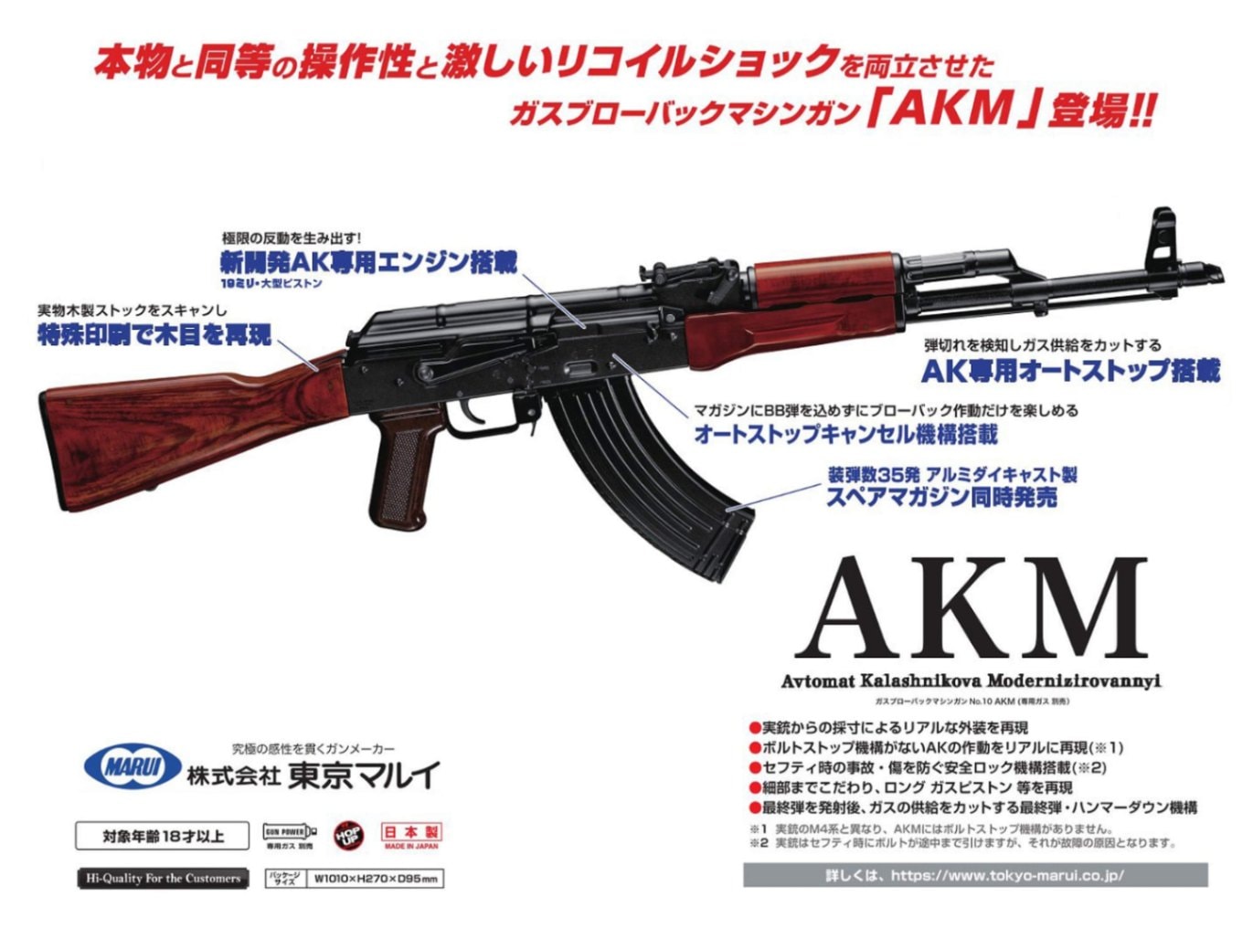 東京マルイ　AKM　ガスブローバック　未開封　新品 東京マルイ AKM ガスブローバック ライフル フルセット｜長物｜電動