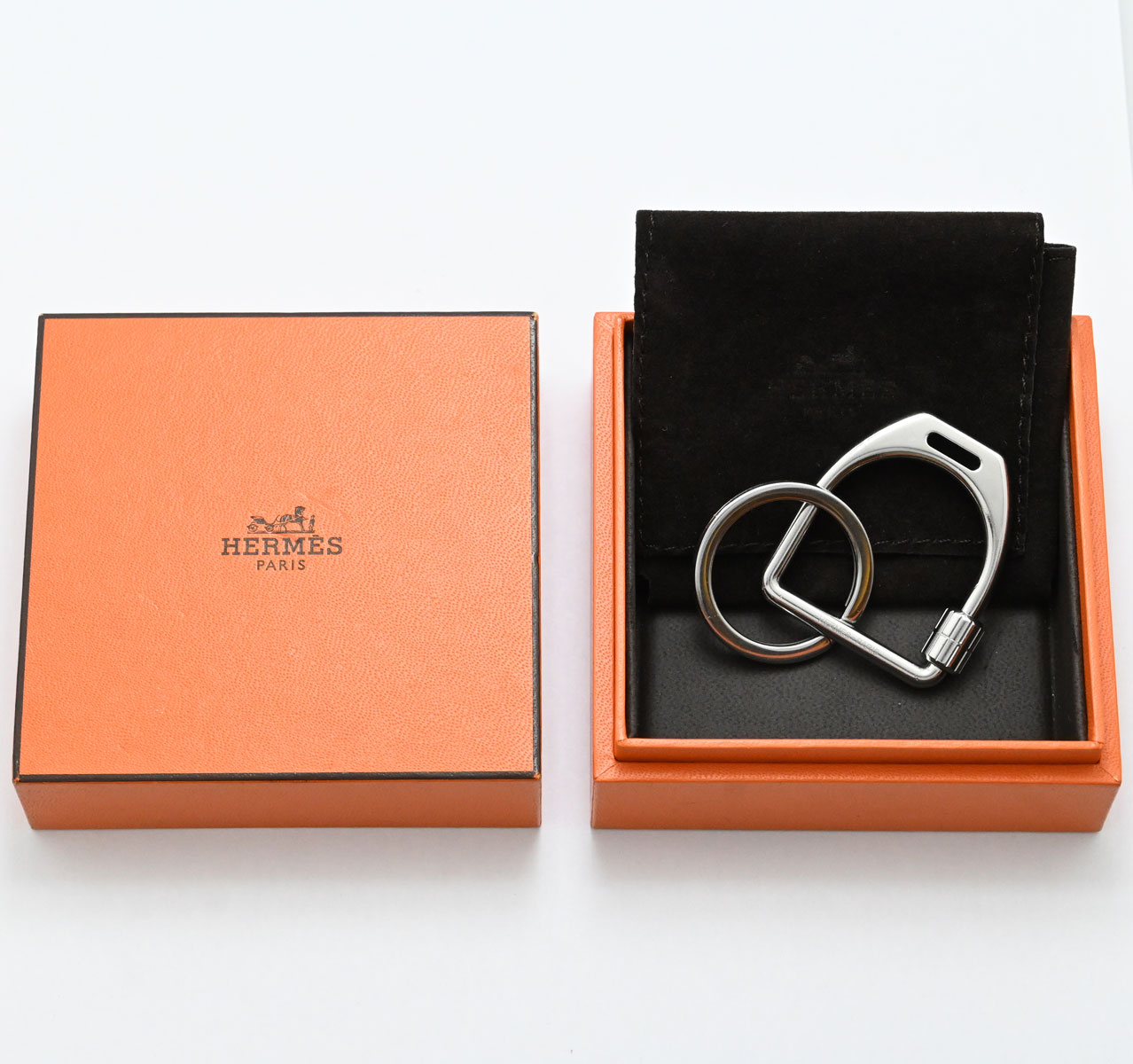 エルメス HERMES エトリエ Etrier キーホルダー キーリング メタル