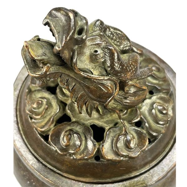 銅製龍頭香炉 大【Y4-7】【送料無料】（沖縄700円）｜ ドラゴン,竜,龍