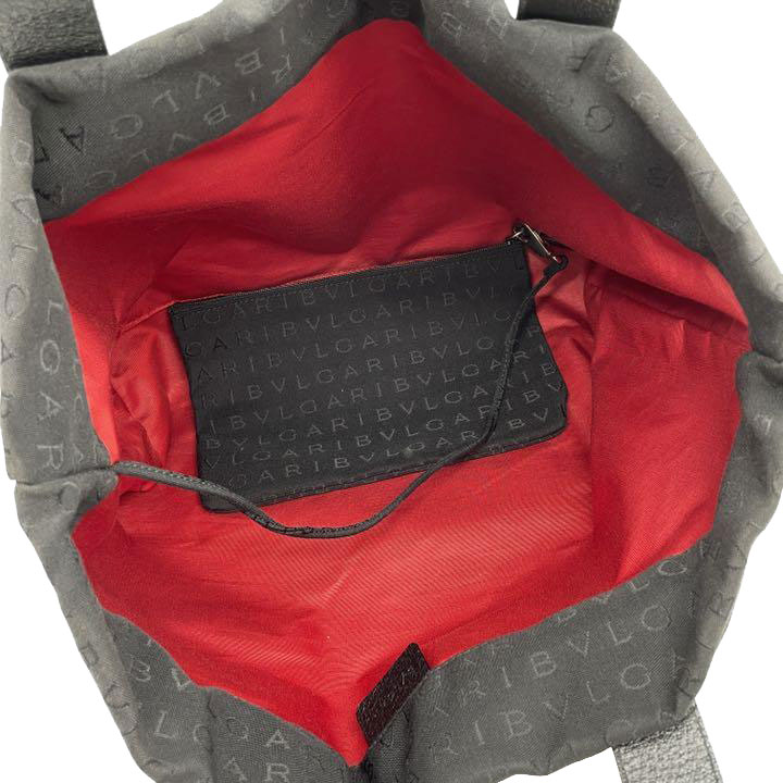 BVLGARI ブルガリ トートバッグ ロゴマニア キャンバス ブラック