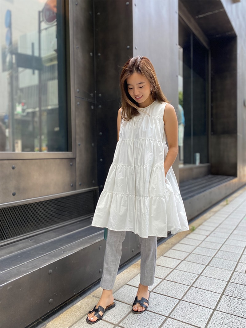 小柄さんならワンピース使いもOK ノースリーブティアードチュニック