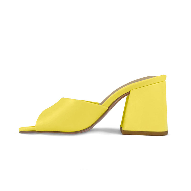 Danielle Yellow Mule Heels for Women with Small Feet | Malenki Shoes