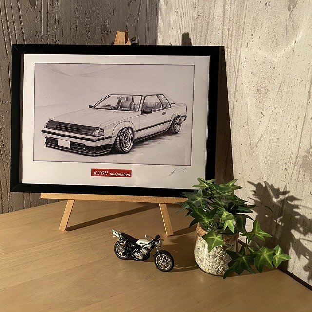 AA63セリカGT-R ブラックマスク 【鉛筆画】イラスト A4サイズ 額入り