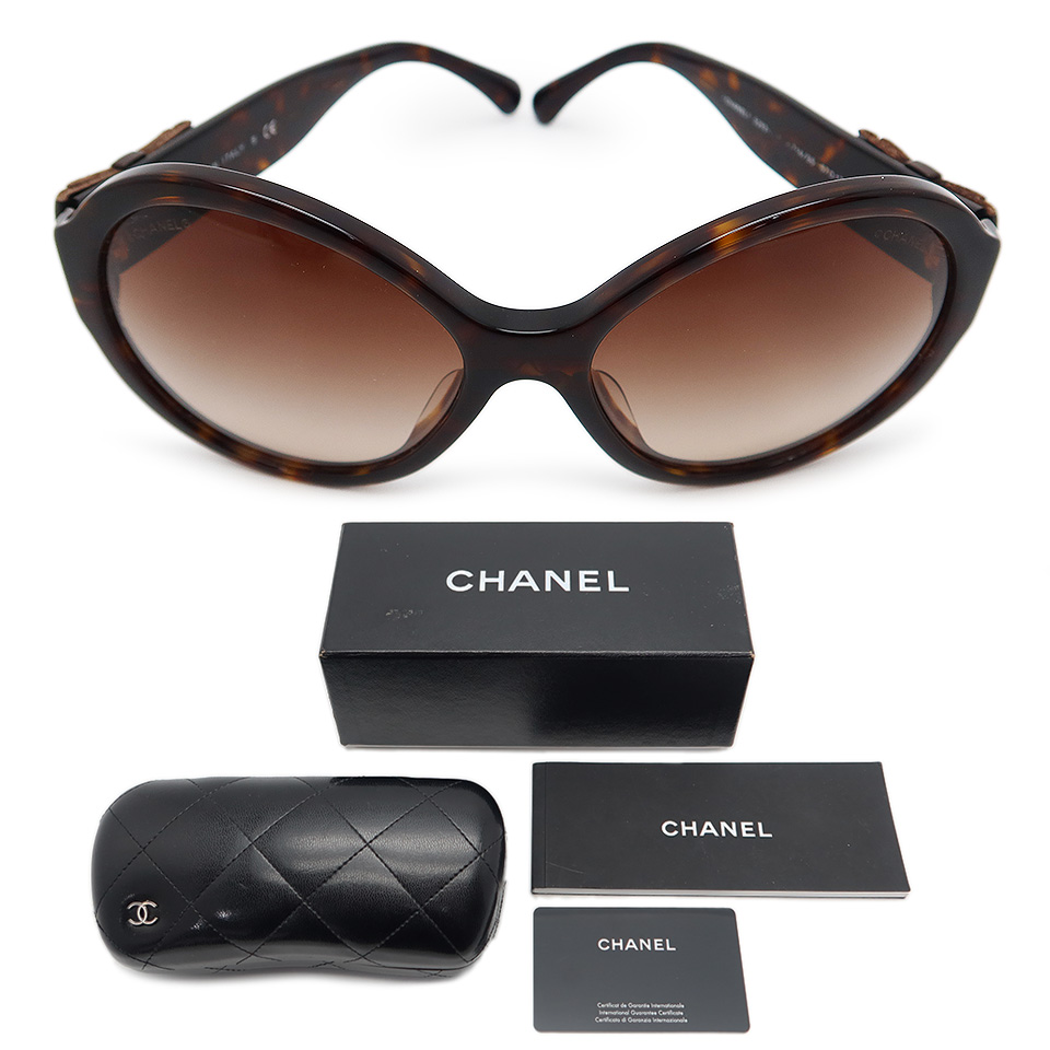 シャネル リボン付きべっ甲柄サングラス OCH5283QA C714/S5 57□17 135
