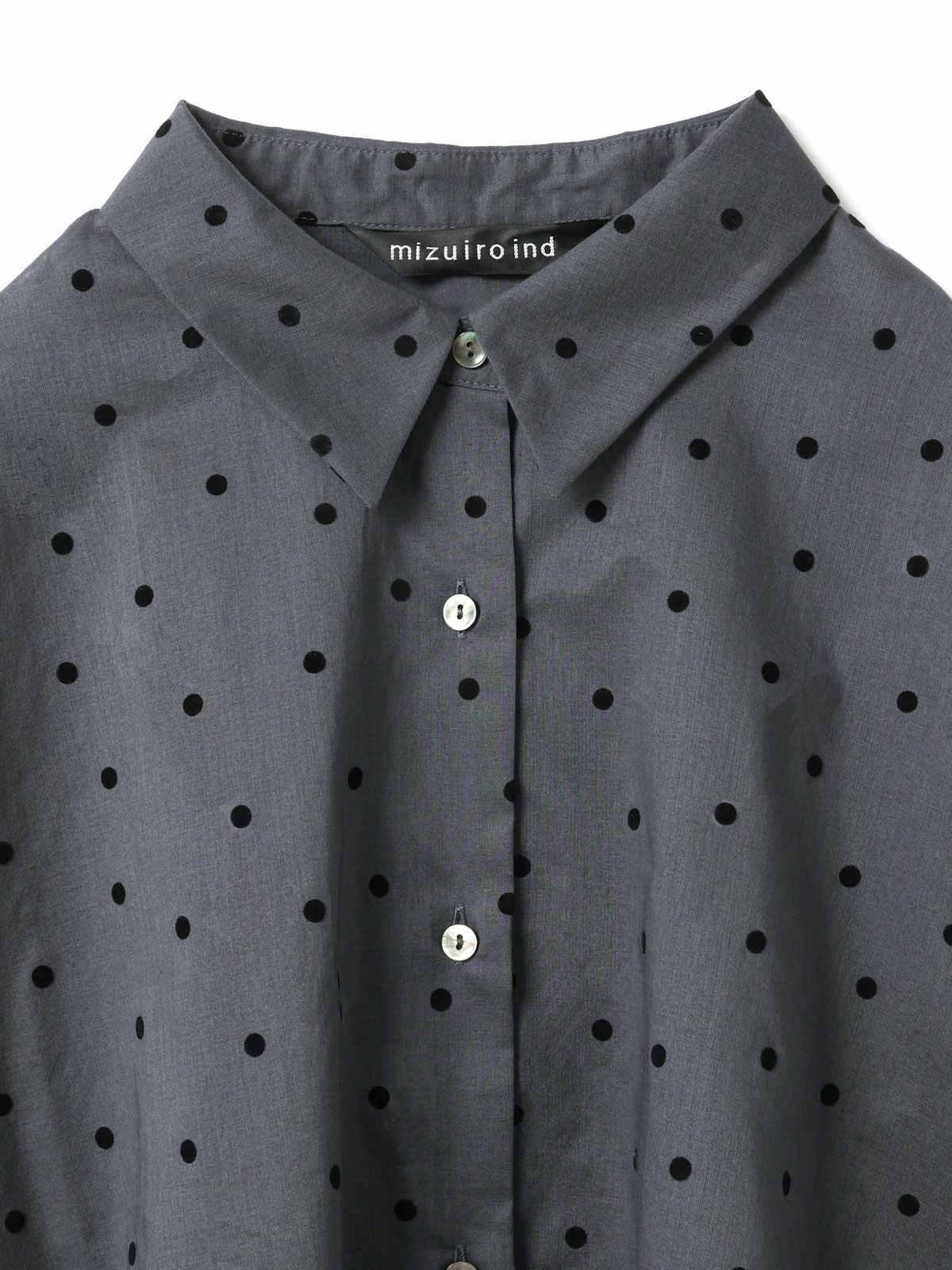 mizuiro ind フロッキードットプリントシャツ｜ MARcourt ONLINE STORE