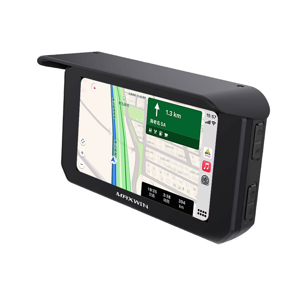 USBでも電源取得可能CarPlay/Android Auto対応バイク用ディスプレイ