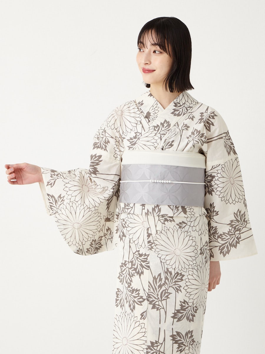 浴衣単品「 注染 菊 」(FREE ホワイト): ふりふ ｜ミマツグループ