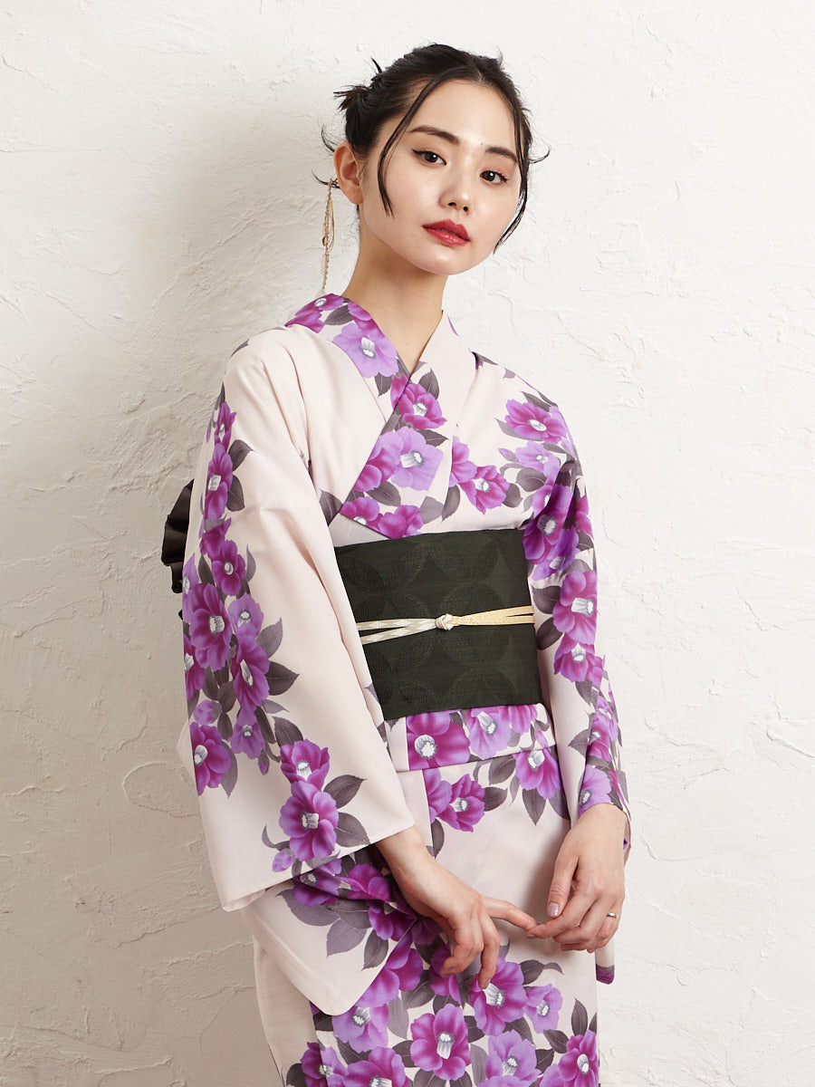 浴衣単品「 ガーデンカメリア 」(FREE ブラック): ふりふ ｜ミマツ