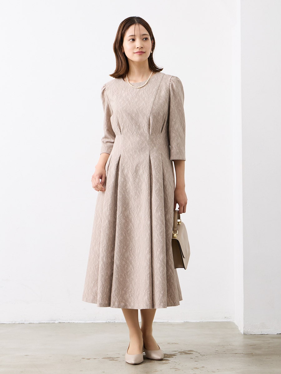コードジャカードフレアワンピース(M ベージュ): AIMER | エメ