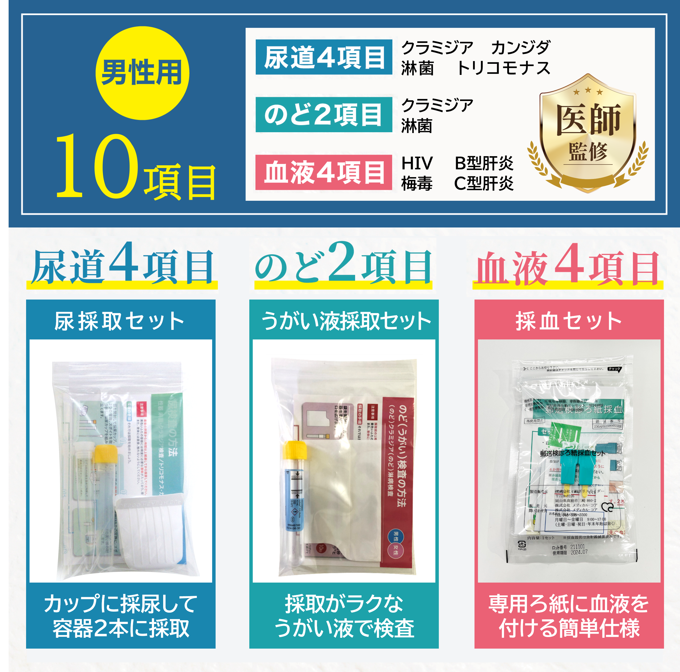性病検査キットならメディカルコア | 安心価格の郵送検査
