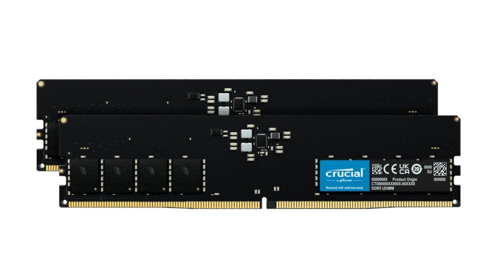 2枚で64GB、CrucialからJEDEC準拠の黒いDDR5 4800MHz 32GBx2枚組