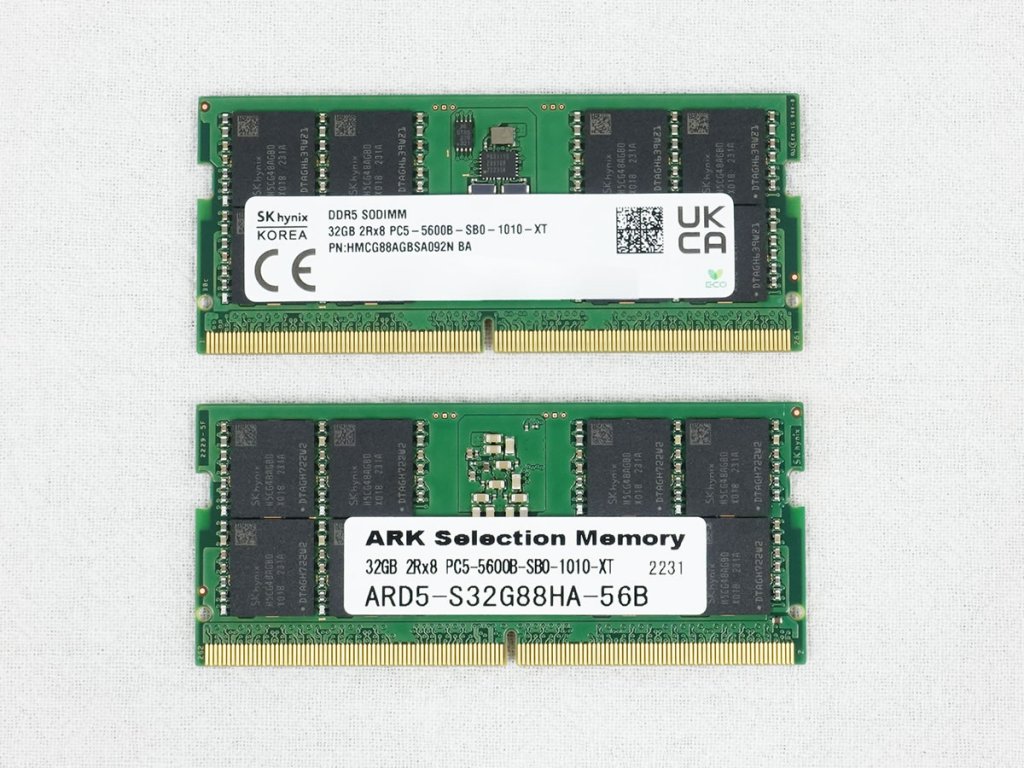 ネイティブDDR5-5600DRAM搭載、SKhynix純正モジュール採用262Pin SO