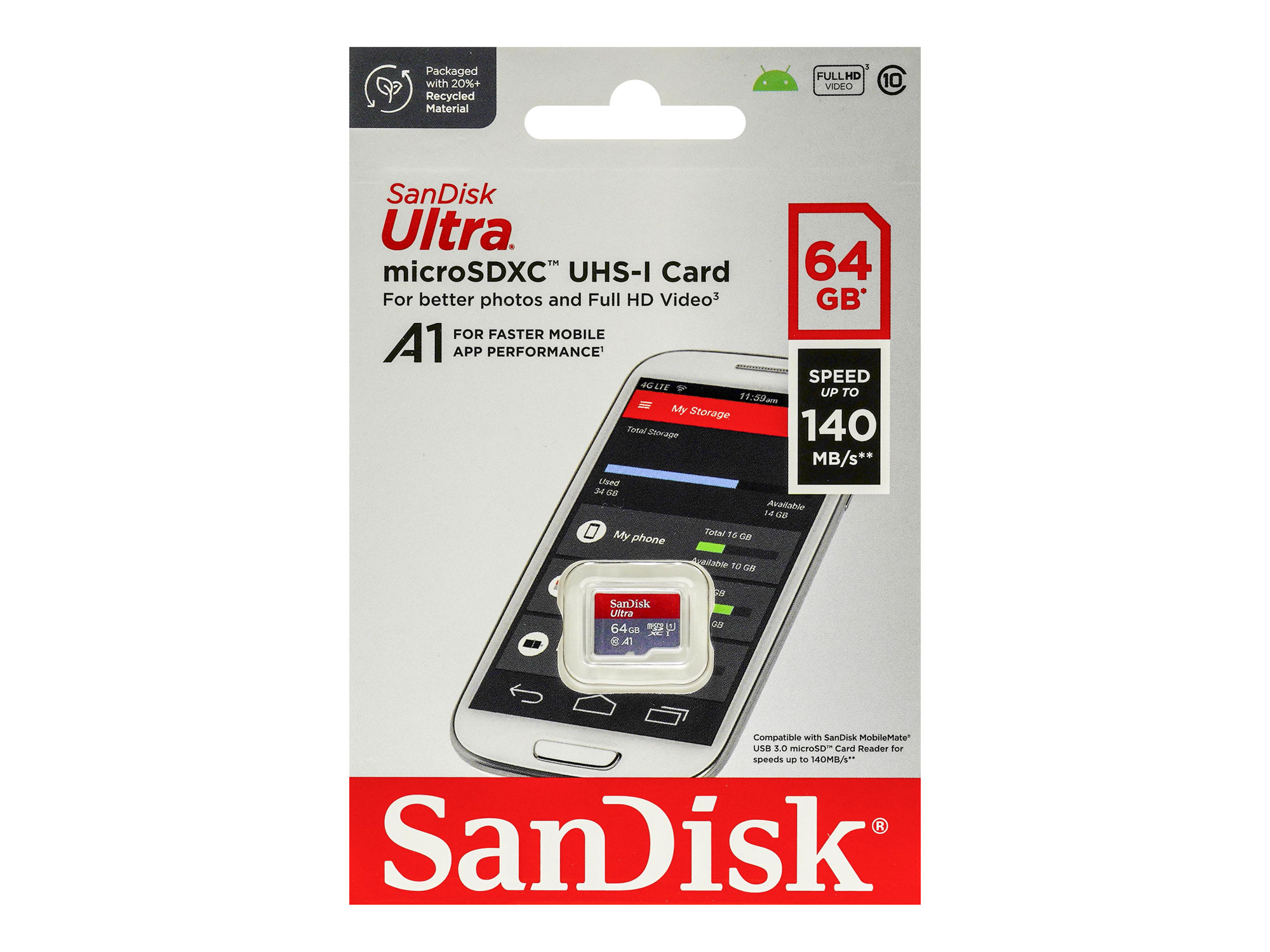 SanDisk SDSQUAB-064G-GN6MN Ultra MicroSDXCカード 64GB A1対応 [並行