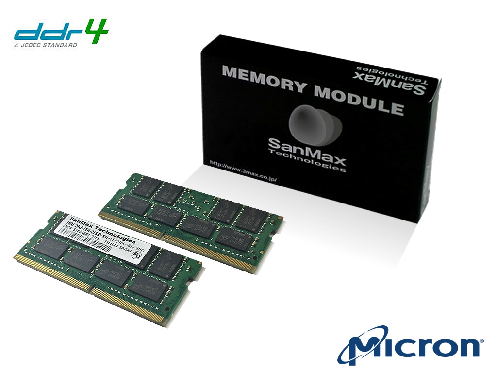 SanMax SMD4-S32G48M-24R-D ノート用 DDR4-2400 32GB(16GBx2枚組