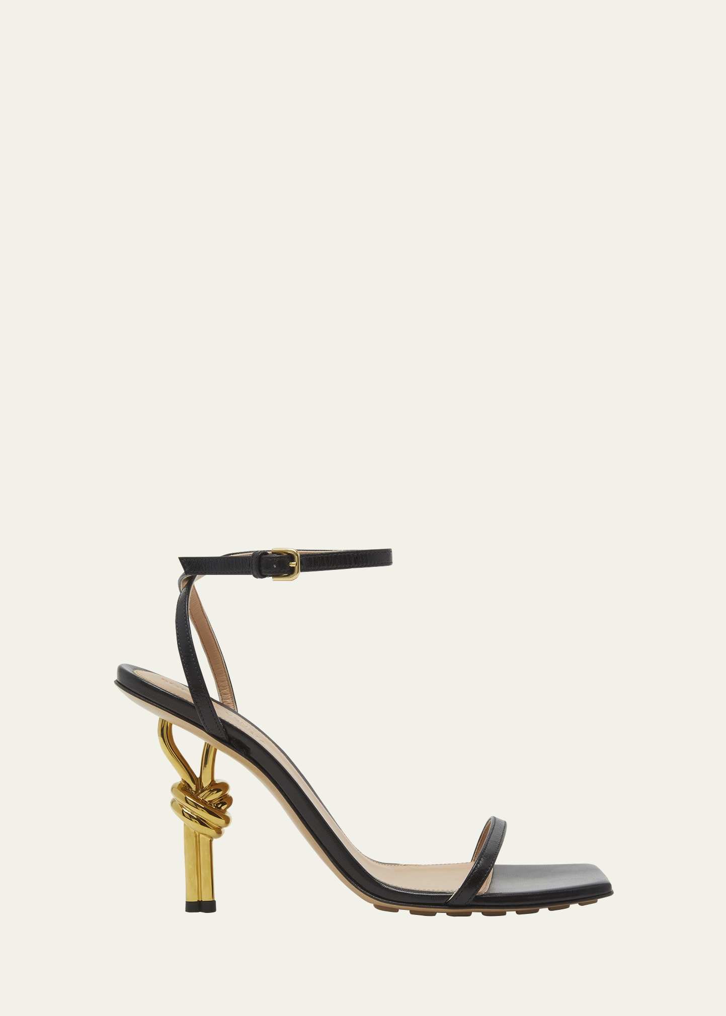 Bottega Veneta Leather Knot-Heel Ankle-Strap Sandals - Bergdorf