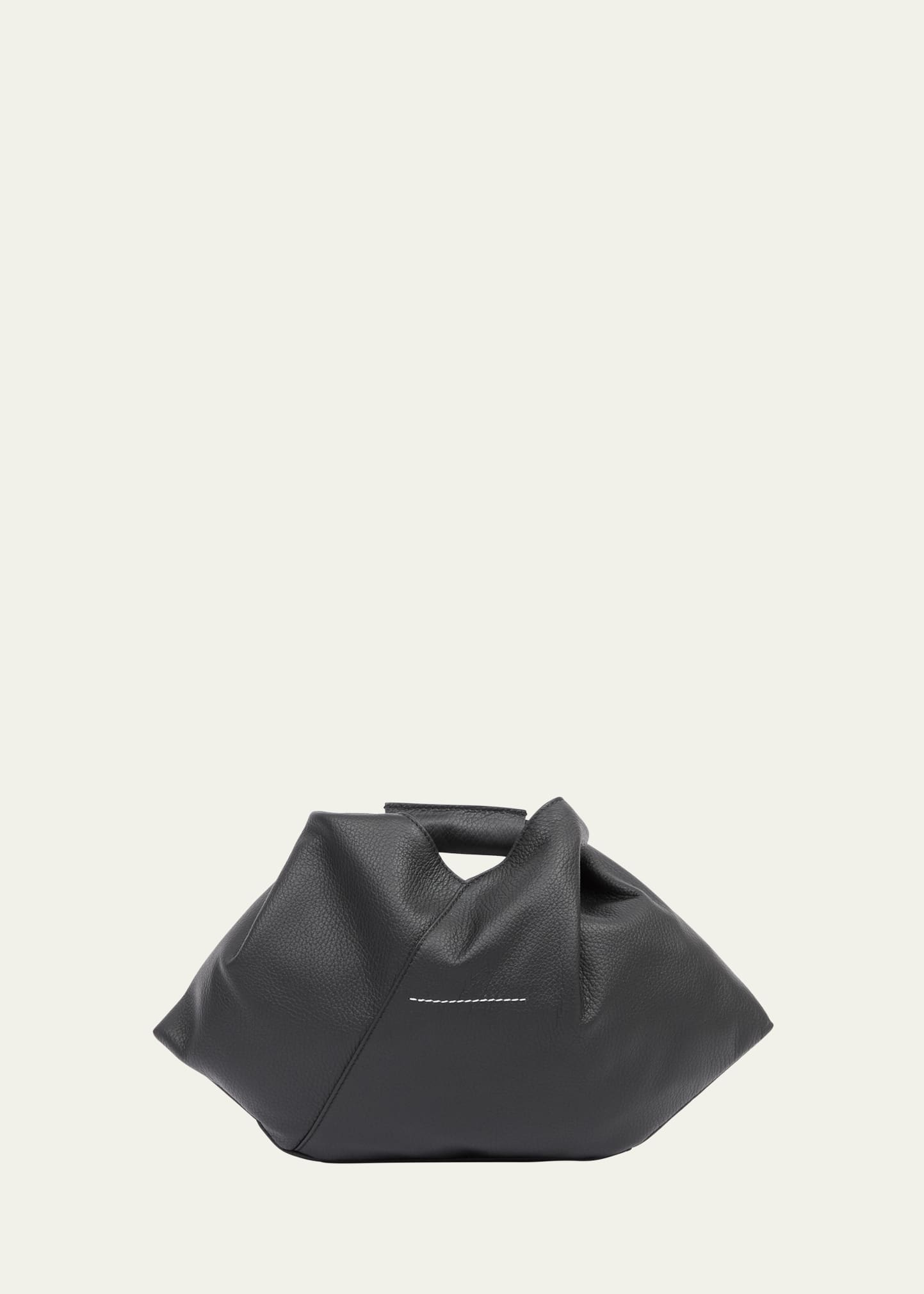 MM6 Maison Margiela Mini Japanese Draped Grainy Leather Top-Handle