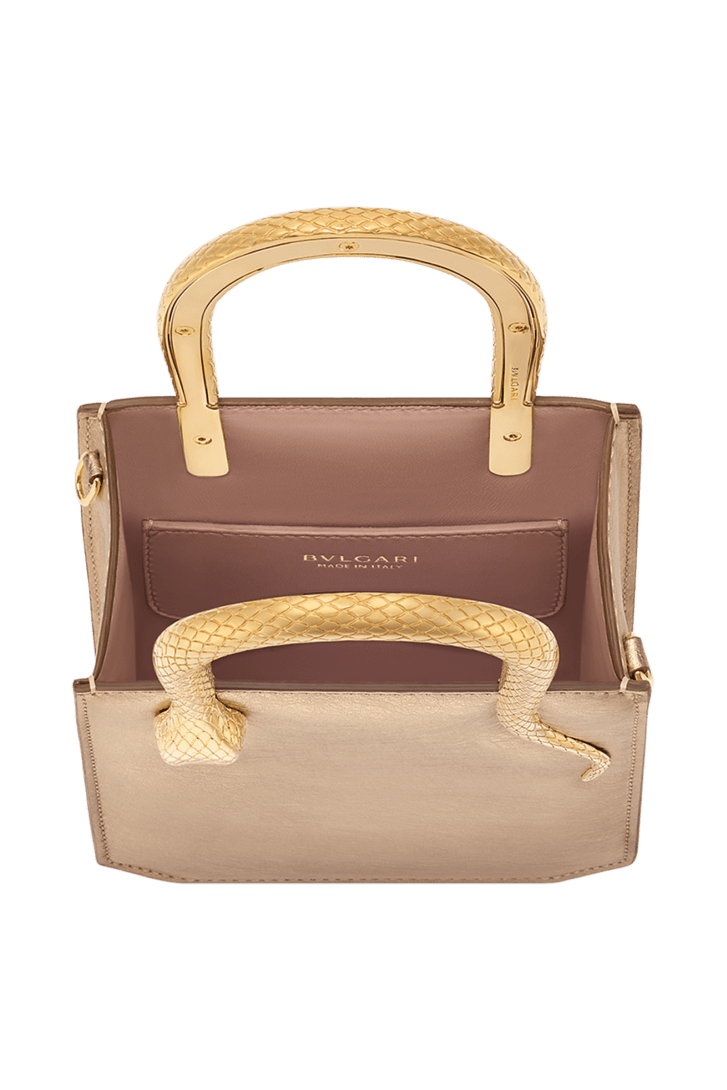 ライトゴールド カーフレザー セルペンティーヌ ミニトート 294248