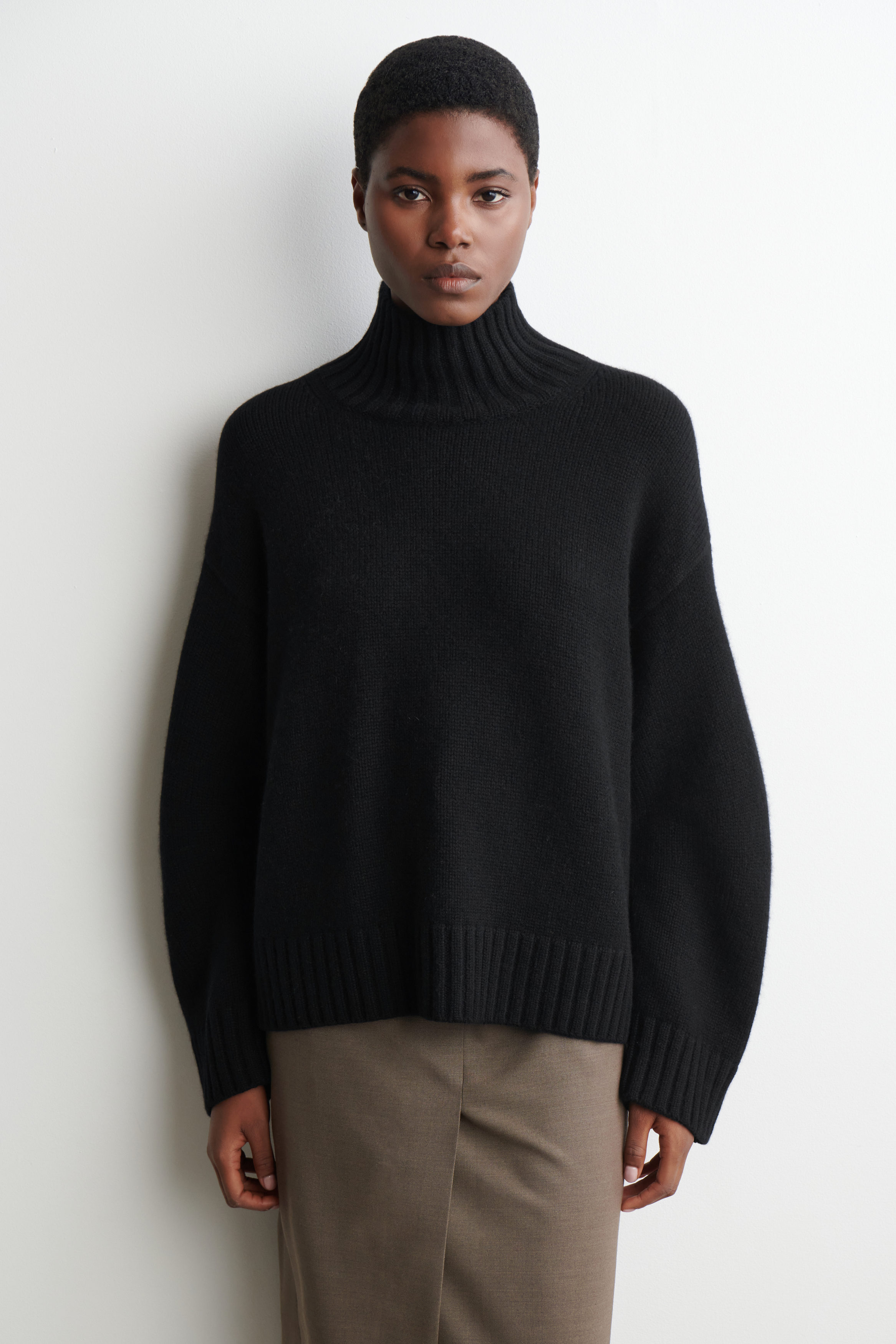 CASHMERE MOCK-NECK SWEATER - BLACK | COS US