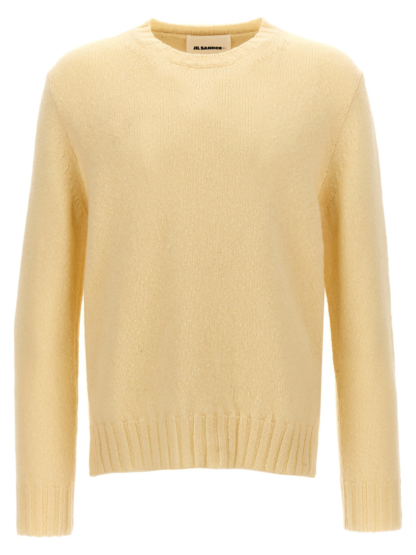 Jil Sander Crew Neck Wool Sweater With Side Slits In White | ModeSens