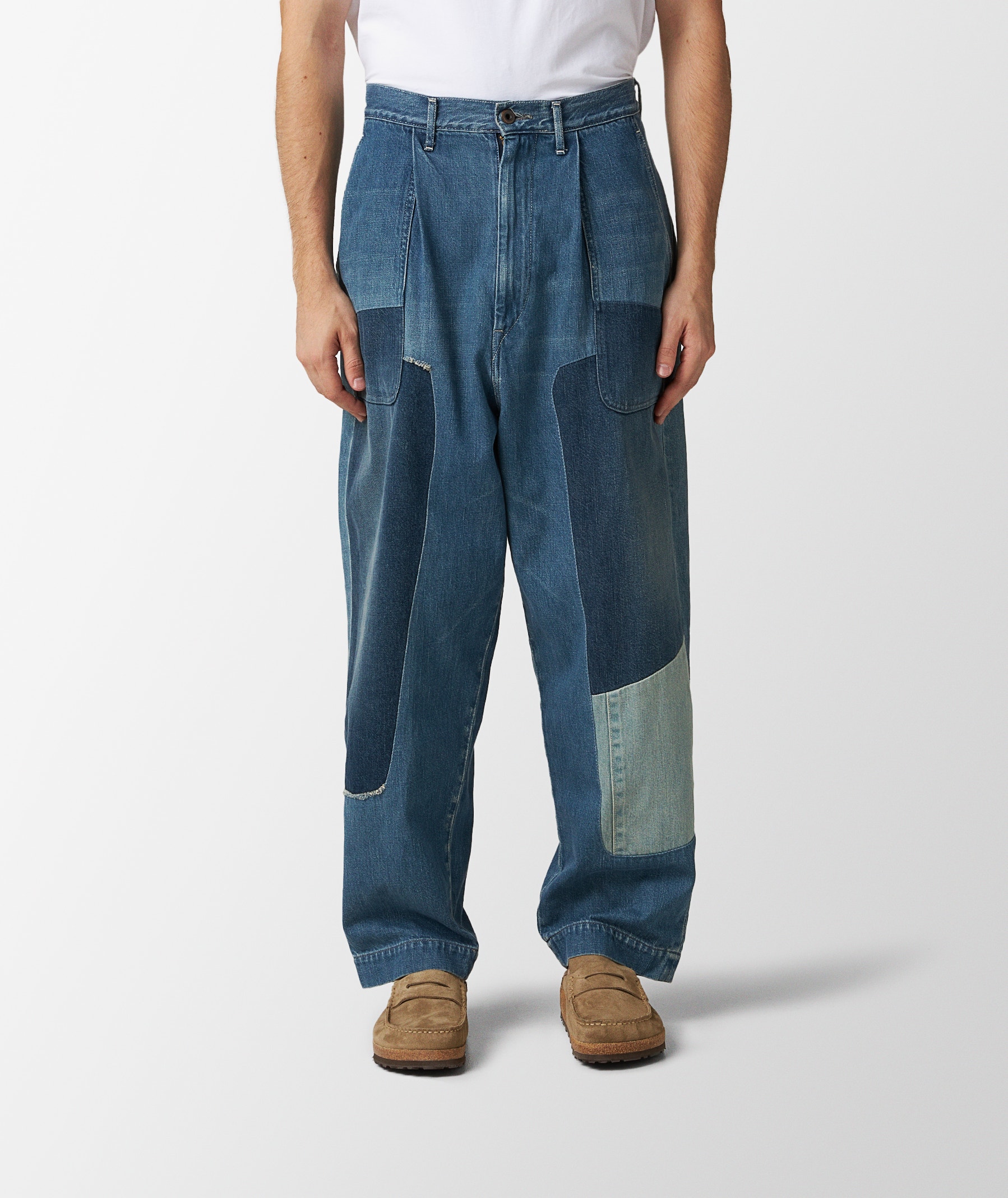 KAPITAL Mining Damaged High Waisted Dakota Jeans in Blue | SVD USA