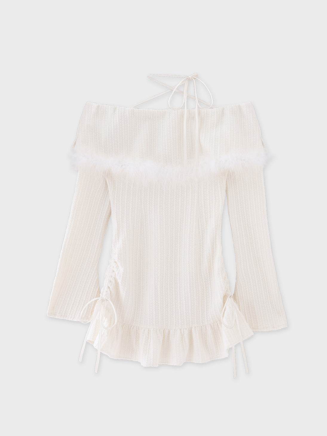 Feather off the shoulder lost mini onepiece(eme10817) – M me eme