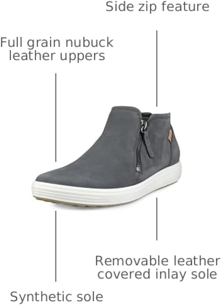 Amazon.com | ECCO Women's Women's Soft 7 Low Cut Zip Boot, Dark