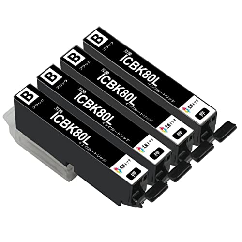 Amazon.co.jp: エプソンICBK80Lブラック黒4本セット互換インク