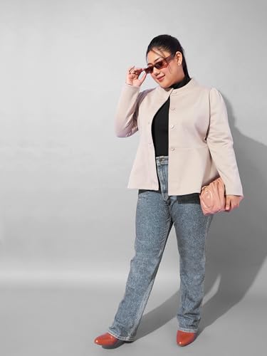 Buy SASSAFRAS Curve Grey Fleece Button Peplum Jacket at Amazon.in