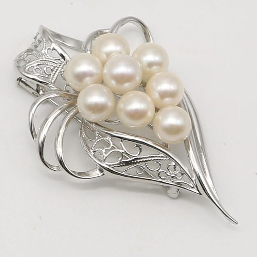 Amazon | 真珠 パール ブローチ あこや真珠 パールブローチ 7mm-7.5mm