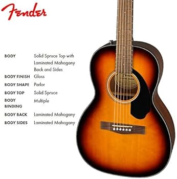 Amazon | Fender アコースティックギター CP-60S Parlor, Walnut