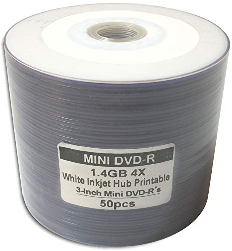 Amazon.com: 50-Pak 3-Inch White Inkjet Hub Mini DVD-R in