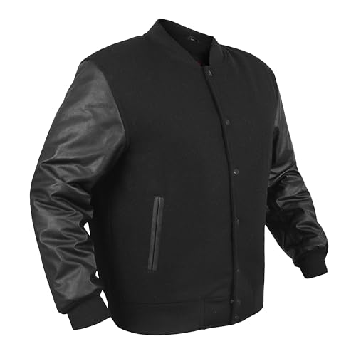 ZAPRIS Varsity Jacket Men's Genuine 100% Cowhide Leather Sleeve