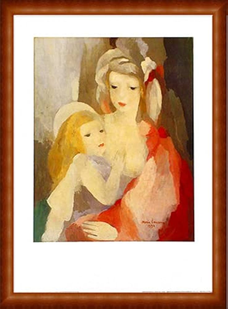 Amazon.co.jp: ポスター マリー ローランサン 母と子 額装品 ウッド