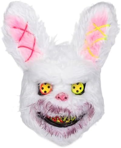 Halloween Scary Mask Rabbit Bunny Mask, Bloody Plush Animal Head
