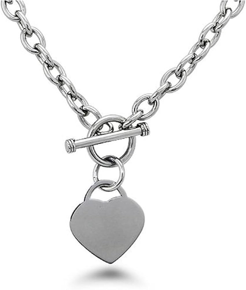 Amazon.com: High Polished Stainless Steel Heart Charm Cable Chain