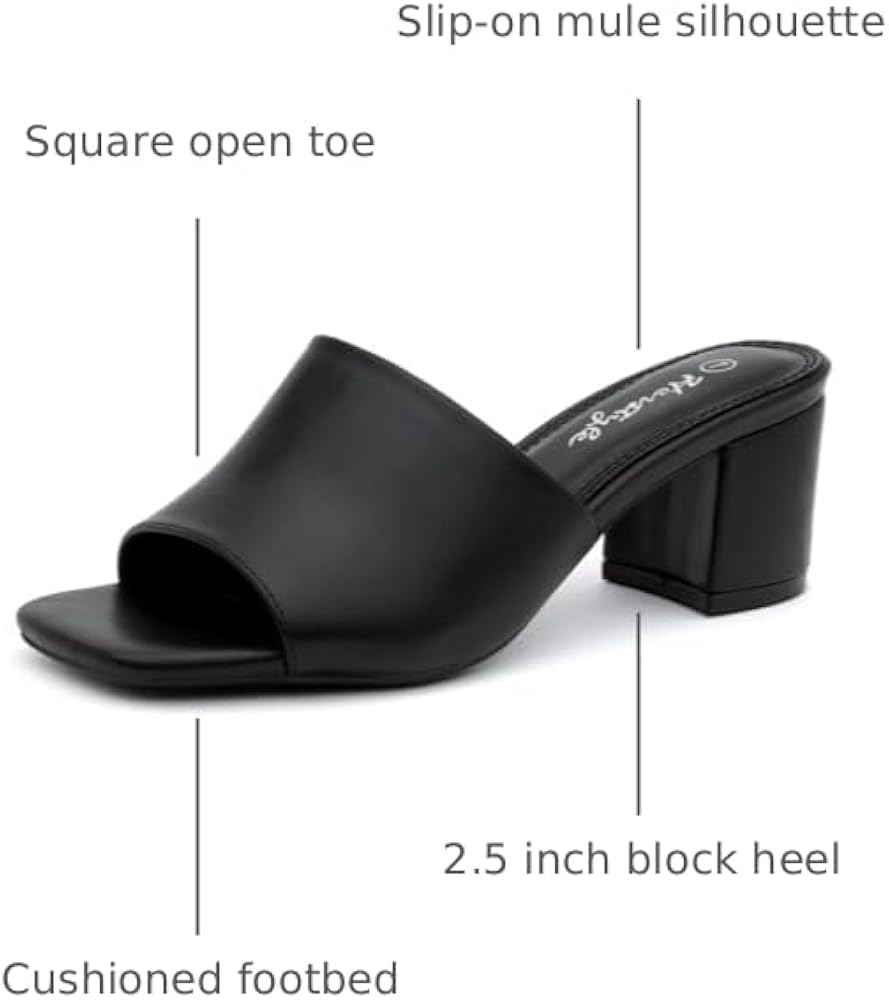Amazon.com | Herstyle Low Block Heels for Women – Slip-On Mules