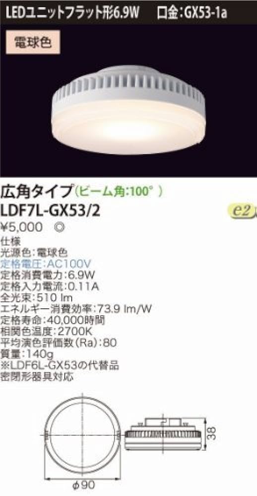 Amazon | 東芝ライテック E-CORE LED電球 LEDユニットフラット形6.9W