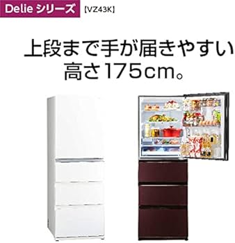 Amazon.co.jp: AQUA AQR-VZ43K(W) 4ドア冷蔵庫(430L・右開き) クリア