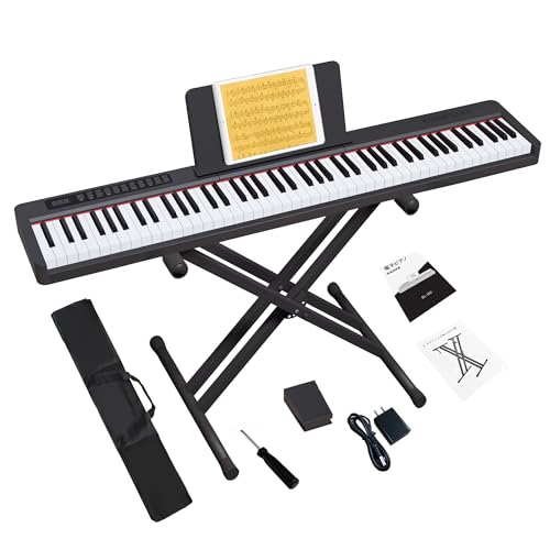 Amazon | KIMFBAY 電子ピアノ 88鍵盤スタンド付き 軽量 ポータブル