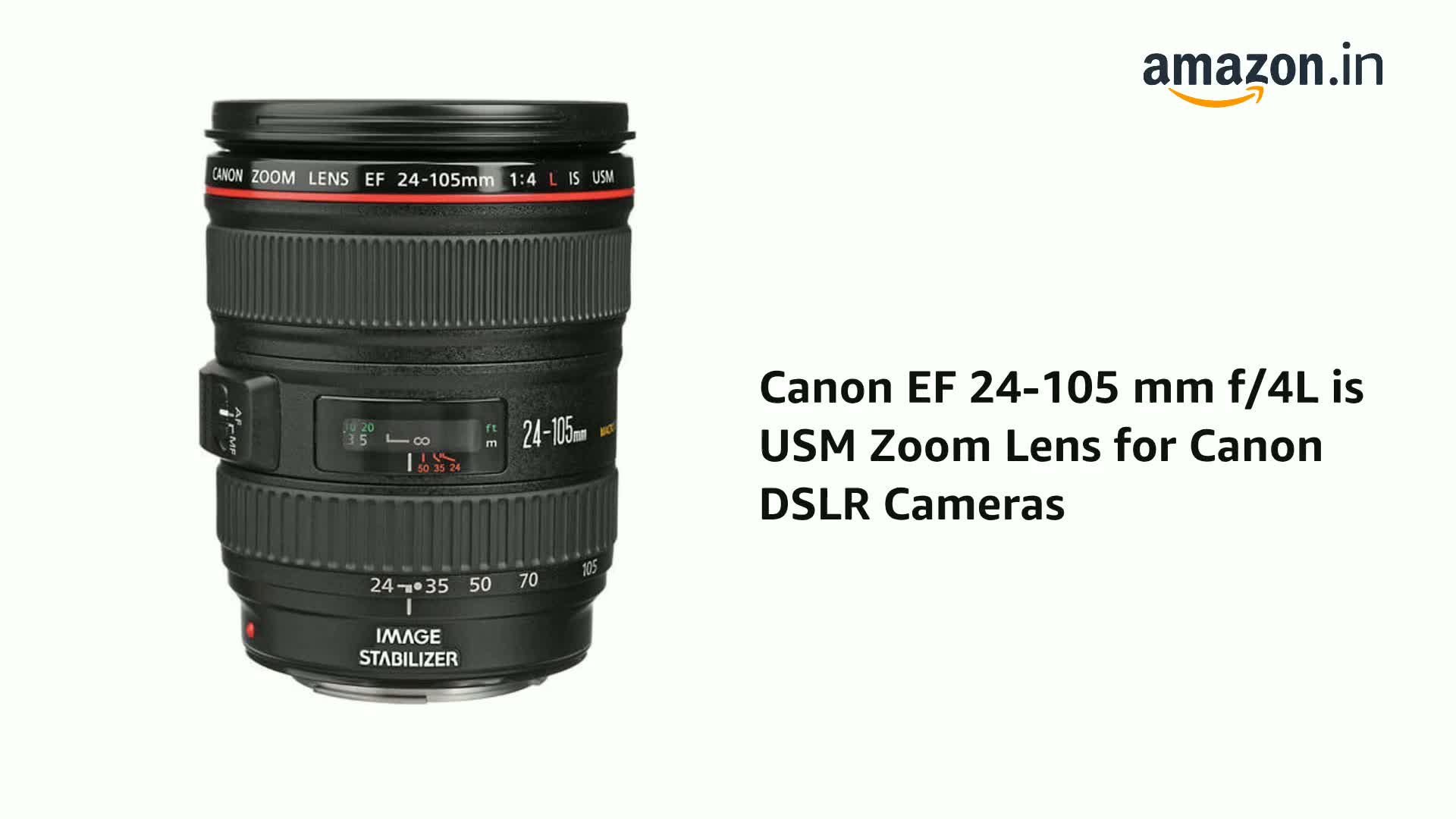 Canon Ef 24-105 Mm F/4L is USM Zoom Lens for DSLR Cameras - Black