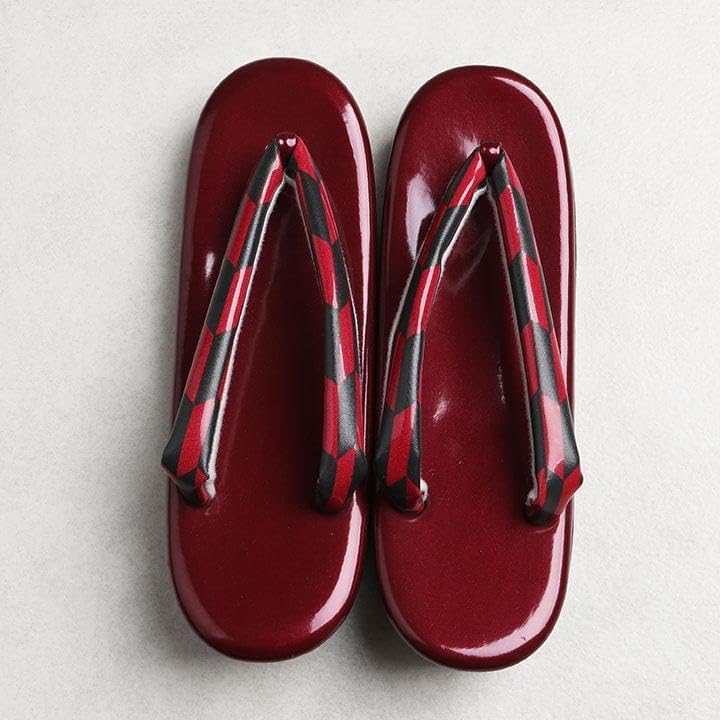 草履バッグセット 矢羽根柄(黒&赤) W40838