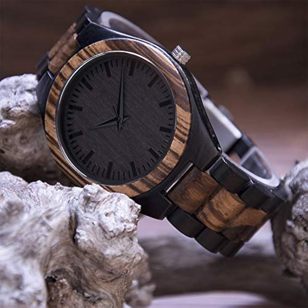 Amazon.com: BYMAX Men Wood Watch Quartz, Fashion Handmade Wooden
