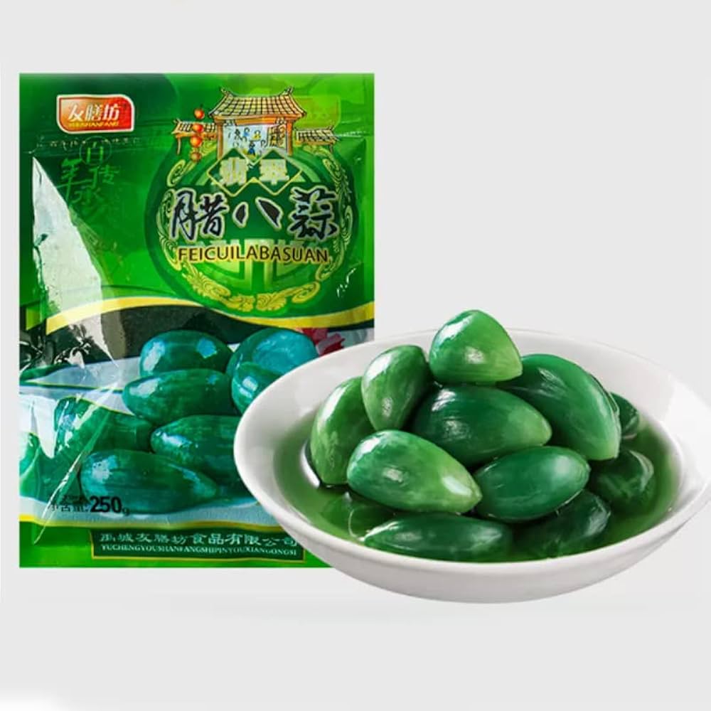 Amazon | 腊八蒜 翡翠绿蒜 中国漬けニンニク 中国山東翡翠緑ニンニク