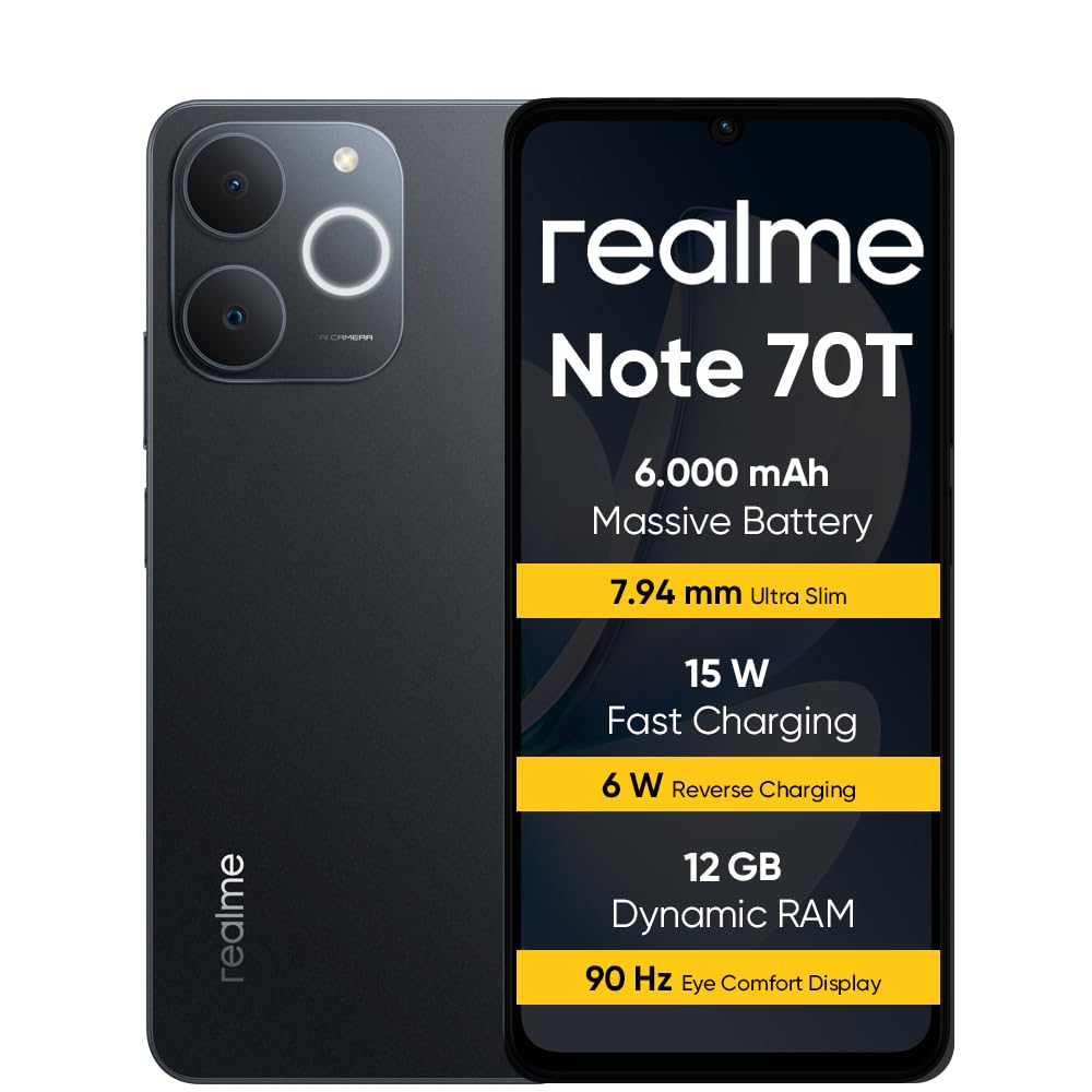 realme Note 70T Smartphone 4+256 GB, Batteria da 6.000 mAh